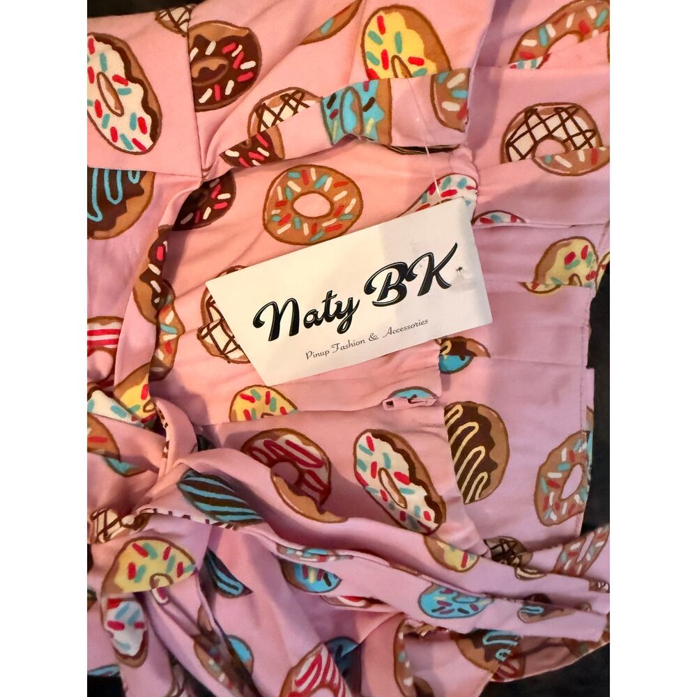 Retro style fit and flare donuts dress